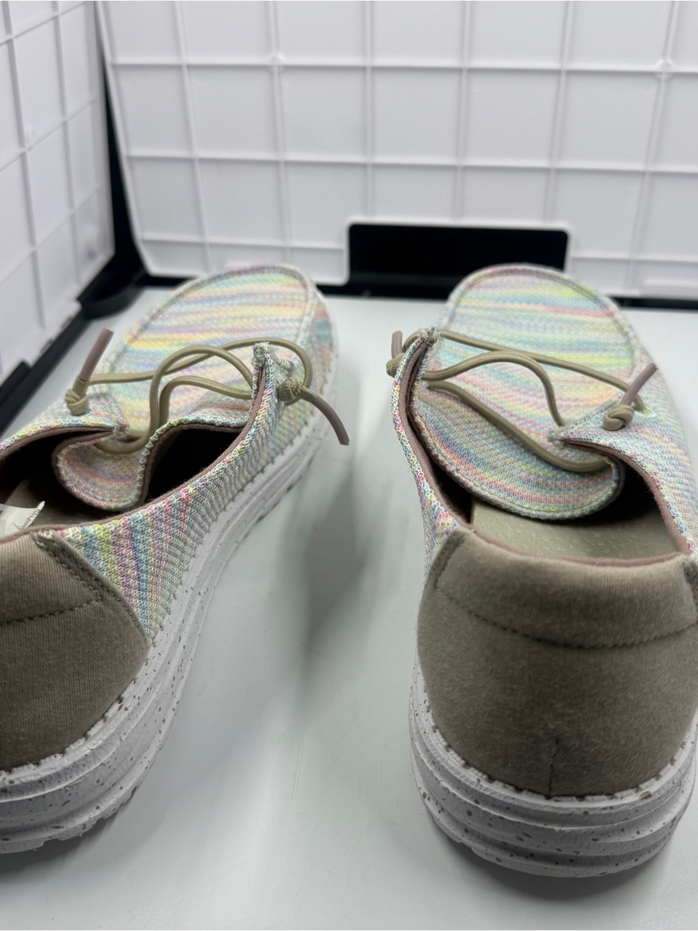 Rainbow Multicolor Heydude Wendy Sox Knit Slip-On Flats - Loafers or Boat Shoe - Picture 4 of 7